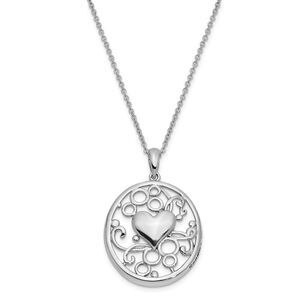 Rhodium Plated Sterling Silver Sending You My Love Heart Necklace